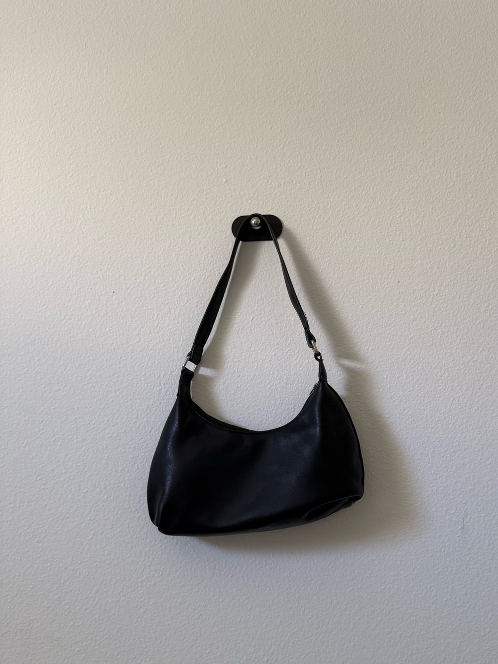 Classic Black Leather Shoulder Bag